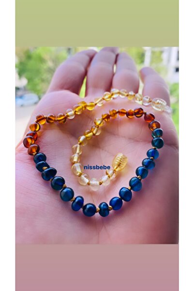 NİSSBEBE Orijinal Hakiki Kehribar Bebek Diş Kolyesi 32-33 Cm 0-3 Yaş