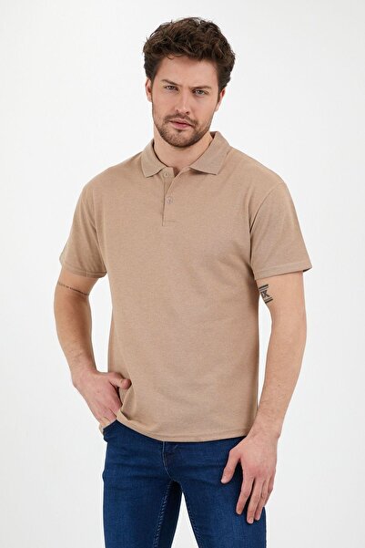 MODATOCA Erkek Krem Slim Fitt Polo Yaka Tshirt