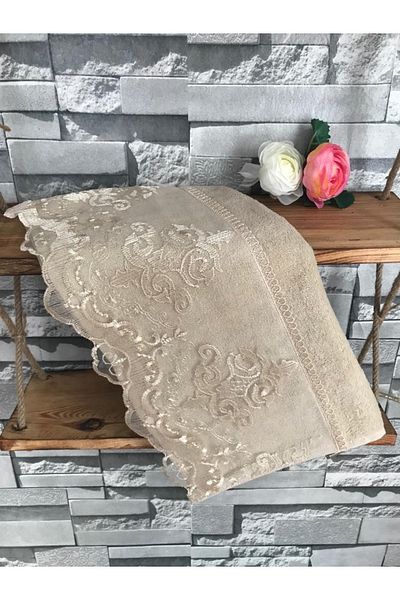 Çeyiz Bahçesi Βελούδινη πετσέτα French Guipure Zerda Cappuccino 50&90