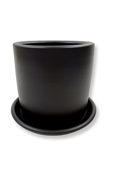 Genel Markalar Londra Serisi Siyah Toprak Saksı 9x9 Cm / Tabaklı / Altı Delik