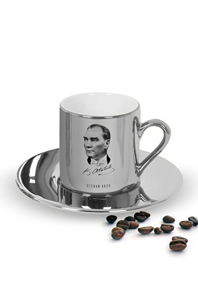 Bk Gift Kişiye Özel Atatürk Temalı Aynalı Gümüş Türk Kahvesi Fincanı-15