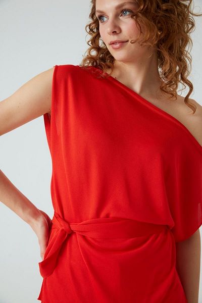 JOIN US Italian Thread Belted Red Blouse