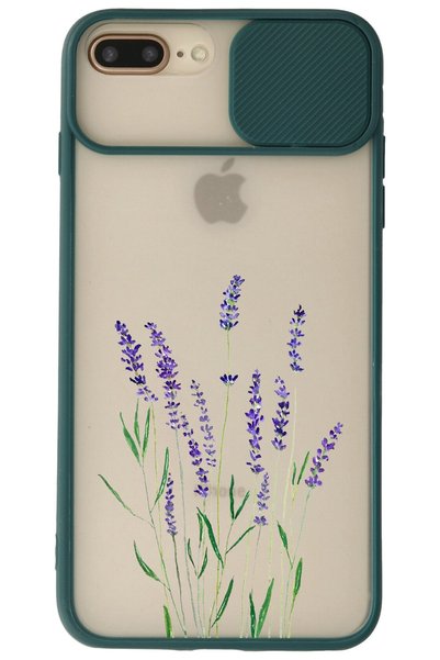 WANNA PROTECT iPhone 7 Plus Dark Green Camera Protected Sliding Lavender Prin...