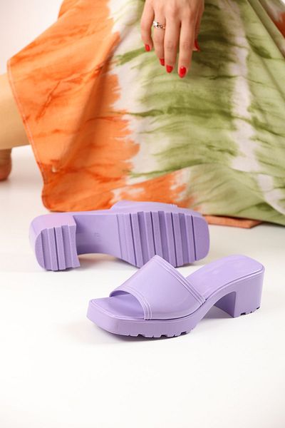 wolk shoes Bella Women's Heeled Plastic Single Strap Purple Lilac Slippers