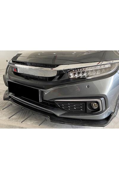 KOTO Honda Civic Fc5 Uyumlu  2016 - 2019 3 Parça Piono Black Ön Lip