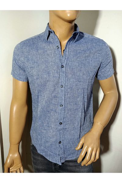 DYNAMO Slimfit Short Sleeve Linen Shirt