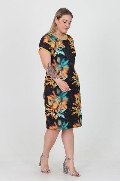 Neşeli Butik Women's New Season Lycra Large Size Viscose Dress with Pockets Aysl18