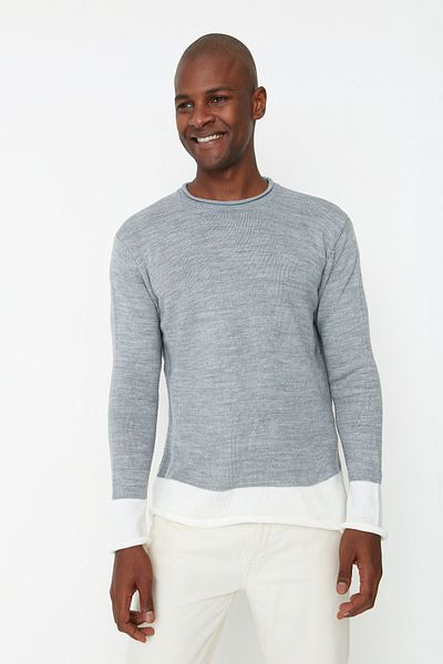 Trendyol Collection Gray Crew Neck Knitwear Sweater - Regular Fit TMNAW22KZ0591