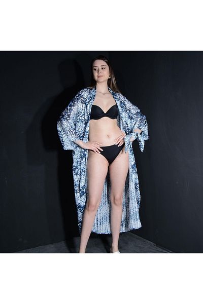 Tedz Collection Paredora Sapphire Satin Kimono Pareo