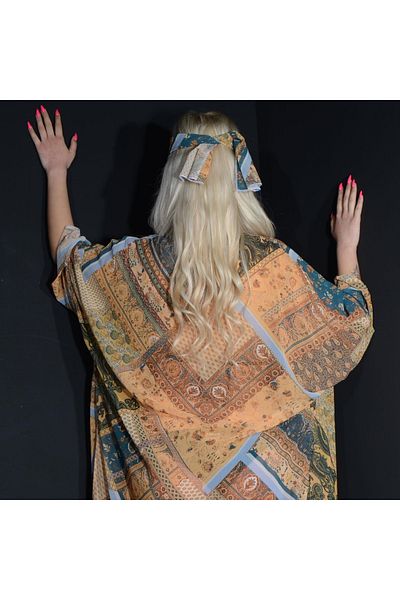 Tedz Collection Paredora Yellow Shawl Patterned Kimono Pareo
