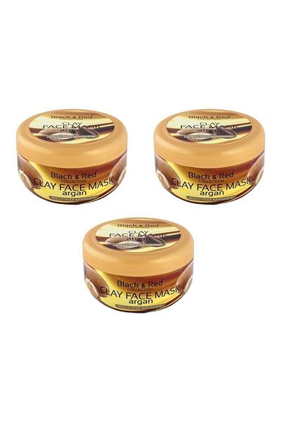 Black Red Argan Oil Clay Face Mask 400 Gr 3 Pieces