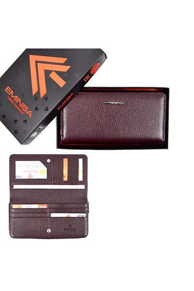 Eminsa Burgundy Genuine Leather Women's Wallet