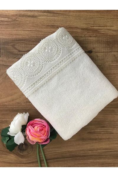 Çeyiz Bahçesi Πετσέτα χεριών Ahu Velvet 50&90 Κρέμα