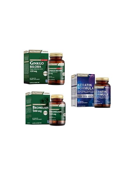 Nutraxin Ginkgo Biloba and Bromelain 60 Tablets - Keratin Formula