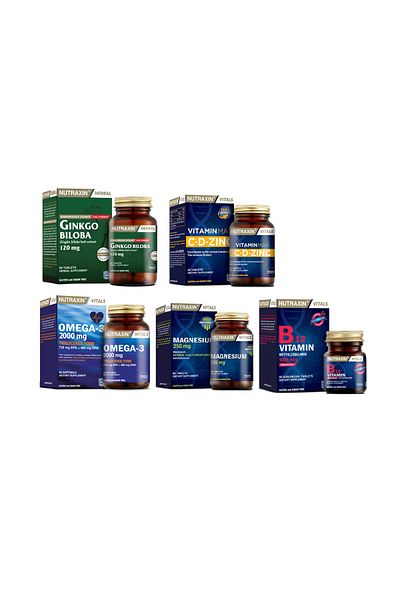 Nutraxin GinkgoBilobaandOmega3 Fish Oil Containing 60 Tablets + Vitamin Max+ B12+magnesium Capsule