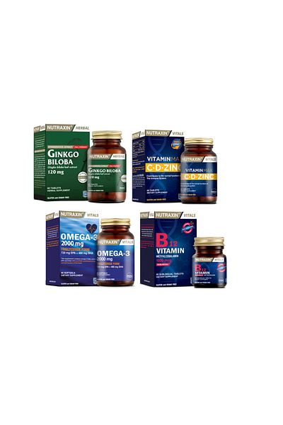 Nutraxin GinkgoBilobaandOmega3 Fish Oil Containing 60 Tablets +VitaminMax 60 Tablets +VitaminB12