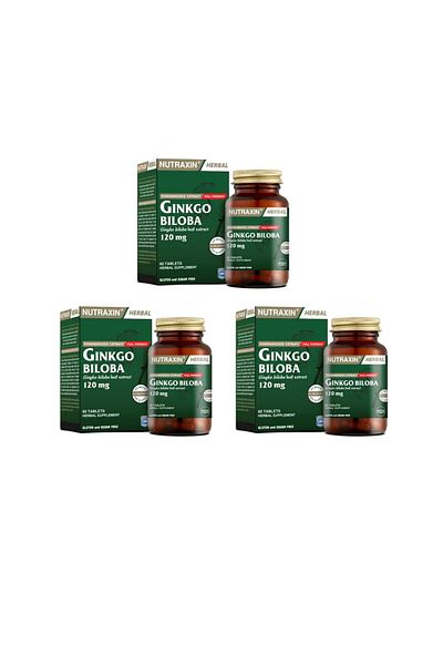 Nutraxin Ginkgo Biloba - 60 Tablets X3 Pieces Short Decorated