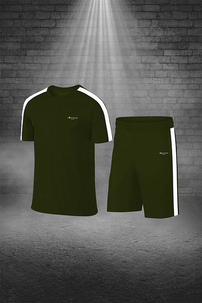 POSEIDON STORM تي شيرت رجالي مقاس كبير من قماش Dri-fit كاكي مريح بجيب وأكمام قصيرة مع شورت سفلي علوي للجري (4xl-