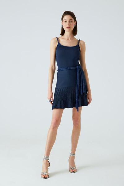 JOIN US Pántos sötétkék Crop felső