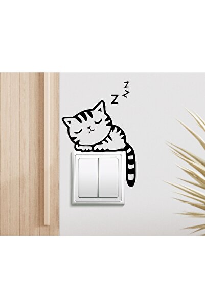 BK Home Uyuyan Kedi Tasarımlı Duvar Sticker-1