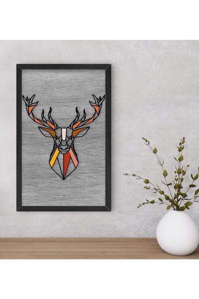 Bk Gift Home Geyik Dekoratif Ahşap Siyah Çerçeveli Tablo-2