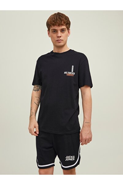 Jack & Jones Ανδρικό μαύρο μπλουζάκι Jack Jones Colegends Tee Ss Crew Neck Ss...