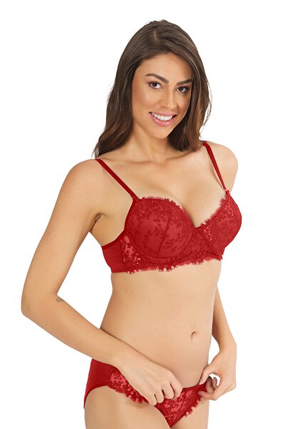 Nurteks طقم حمالة صدر مدعوم 4487| أحمر