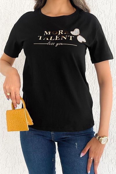 FEMELLE Tricou de damă cu piatră de fluture brodat Noul sezon