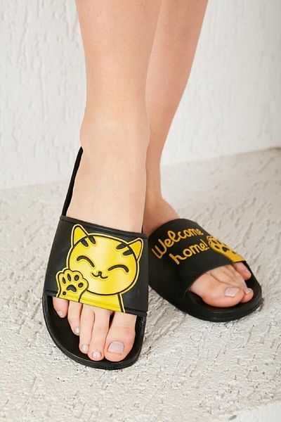 Altın Adım Summer Women's And Children's New Season Colorful Cat Pattern Printed Pool Sea Bathroom And Daily Slippers