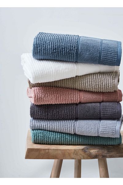 Green Black Cotton 80x150cm Bath Towel - Eliza Powder