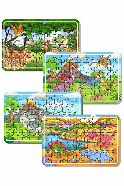 LİPYOS Sevimli Dinazorlar 54 Parça 4 Adet Ahşap Puzzle Seti