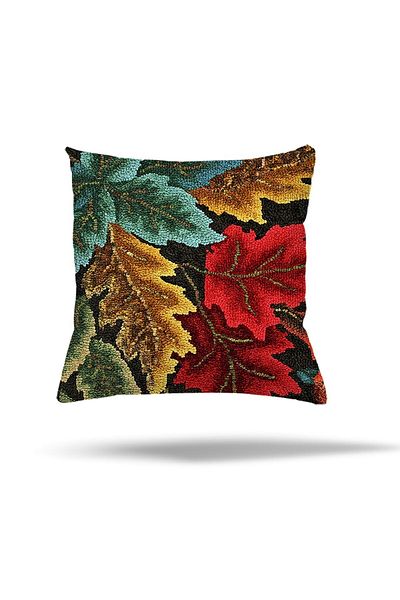 linazaitun Ethnic Leaf Patterned Feather Cover - Hidden Zipper, Throw Pillow Cover, Seat Pillow Cover