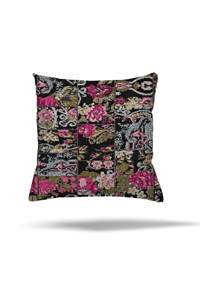 linazaitun Patchwork Çiçek Desen Etnik Gizli Fermuarlı Yastık Kılıfı Kırlent Kılıfı Koltuk Yastık Kılıfı