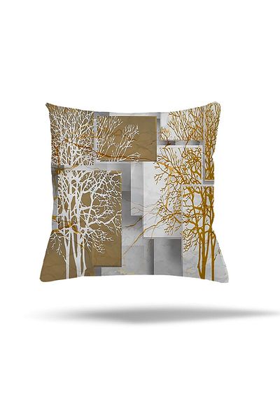 linazaitun Tree Patterned Geometric Hidden Zippered Pillow Case Throw Pillow Cover Seat Pillow Case