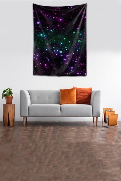 linazaitun Space Space Galaxy Stars Washable Stain Resistant Fabric Wall Clot...