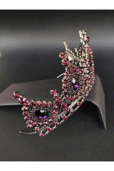 Bontex Αξεσουάρ Μαλλιών Μωβ Κρυστάλλινη Πέτρα Μαύρο Μεταλλικό Στέμμα Νυφικής ...