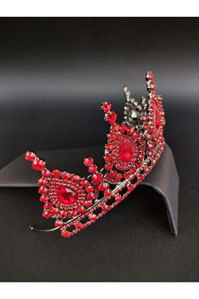 Bontex Αξεσουάρ Μαλλιών Μαύρο Μεταλλικό Στέμμα Νύφης με Κόκκινες Κρυστάλλινες...