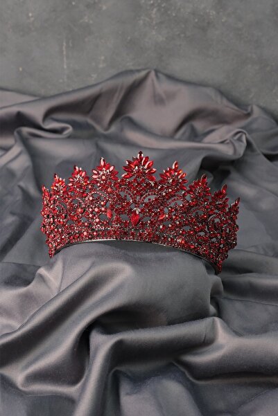 Bontex Κόκκινη Τιάρα Νυφικής Χένας Yangelina με Πολύτιμες Πέτρες για τις Πιο ...