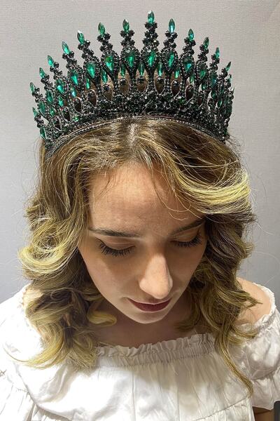 Bontex Coroană de mireasă cu henna, model Zenna verde, coroană de mireasă cu ...