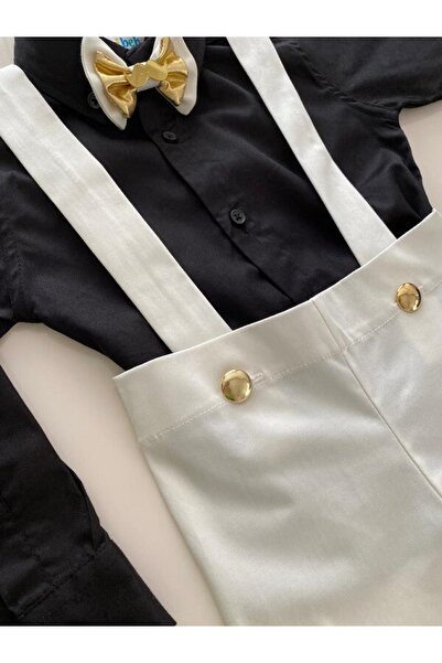 tubibebe Shirt Excluded.gold Cream Salopet Bow Tie Set (SALOPET AND BOW TIE - SHIRT EXCLUDED.)