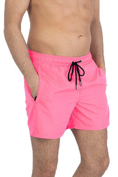 Miami Beach Ανδρικά σορτς μαγιό πισίνας ροζ Water Repellent - Basic Model Μονόχρωμο - 301-ροζ