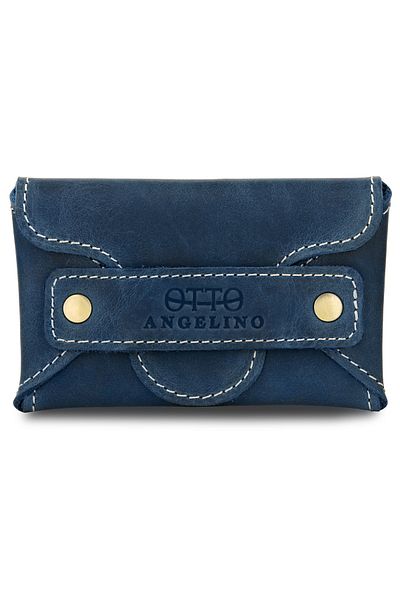 OttoAngelino Θήκη για κάρτες Unisex Blue Otto Angelino από γνήσιο δέρμα