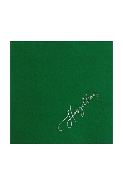 Story مجموعة من 16 منديل ورقي أخضر اللون مقاس 33 × 33 سم مع نمط ترحيب من الفو...