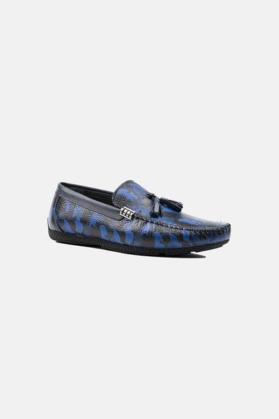 MARCOMEN Blue Camouflage Inner Outer Genuine Leather Casual Soft Loafer Men's Shoes - 20y001e0-8498
