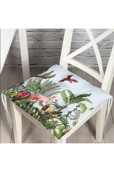 Realhomes Tropical Forest Leaves & Animals Digital Printed Pouf Chair Cushion