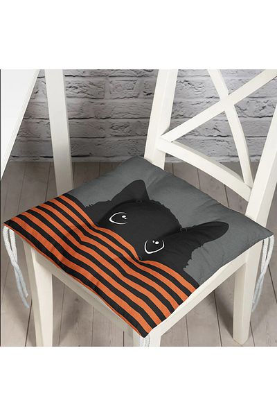 Realhomes Orange Striped Fluffy Chair Cushion with Carcade Design