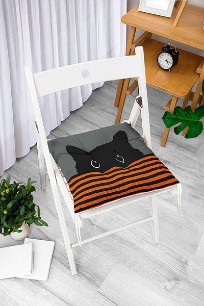 Realhomes Orange Striped Fluffy Chair Cushion with Carcade Design