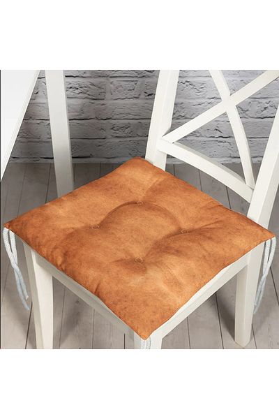 Realhomes Brown Wavy Plain Color Digital Printed Modern Pouf Chair Cushion