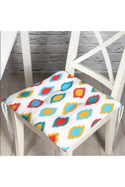 Realhomes Digital Printed Fluffy Chair Cushion with Colorful Geometric Drawing