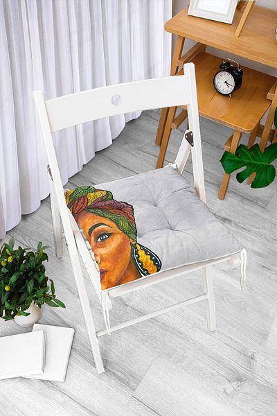 Realhomes Digital Printed Fluffy Chair Cushion with Ethnic African Women's Design